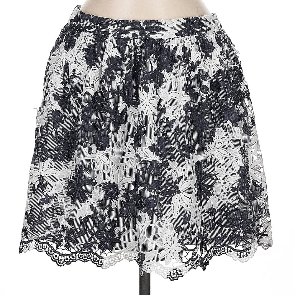 Thakoon Addition Navy & White Lace Floral Print Mini Skirt Size 6 Small S
